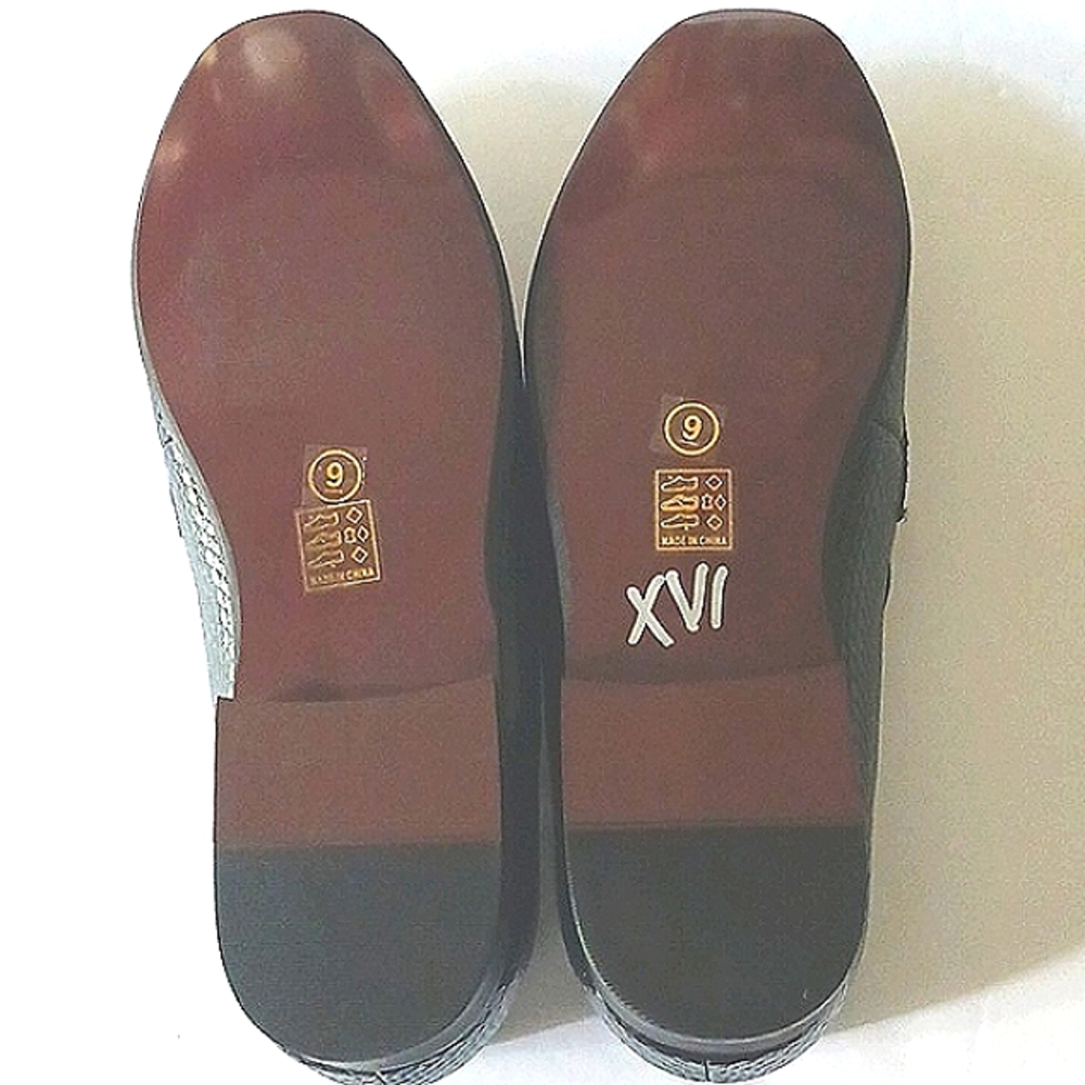 NWOT Meijiana Dress Shoes W/Gold Hardware Black Top Blue Middle Accents Size 9 - Picture 5 of 13